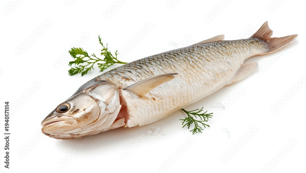 Fototapeta premium Isolated hake fillet on white background