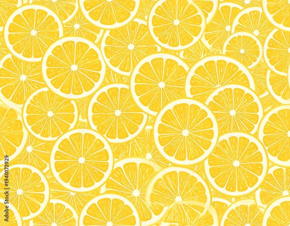 Obraz premium Vibrant Lemon Slice Pattern - A Refreshing Citrus Extravaganza.