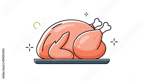Whole roasted turkey or chicken served on a platter as a traditional festive meal for Thanksgiving, Christmas, or holidays.