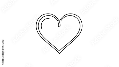 Simple heart outline icon representing love, health, or romance, suitable for medical, social, or emotional design projects.