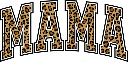 Mama Leopard Print Varsity Lettering Design