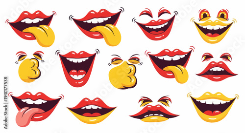 Collection of Funny Cartoon Mouths and Expressions