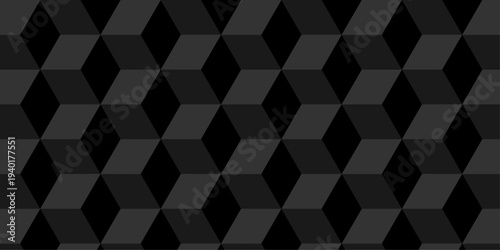 Minimal abstract black geometric cube creative concept triangle overlap square technology background. digital cubes fabric and wallpaper grid block texture background.