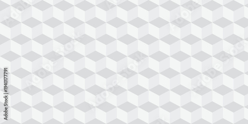 Seamless white geometric cube creative concept triangle overlapping overlap square technology texture. geometric digital cubes fabric and wallpaper grid block texture background.