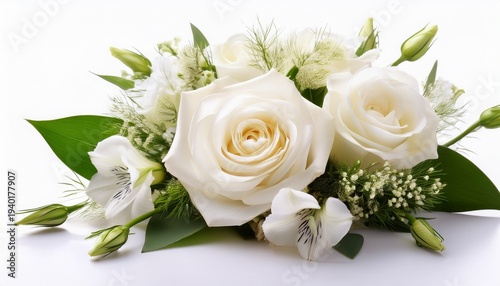 Elegant White Rose And Eustoma Bouquet Isolated On White Eustoma Special Occasion Spring