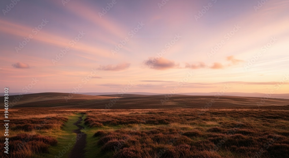 Obraz premium Serene Sunset Over Expansive Natural Landscape with Vibrant Sky Colors