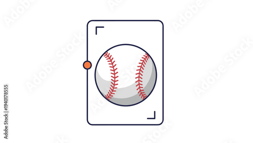 Baseball with red stitching displayed on a white rectangular card background used for sports cards or athletic equipment icons.