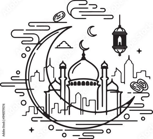 Taj Mahal mosque vector illustration