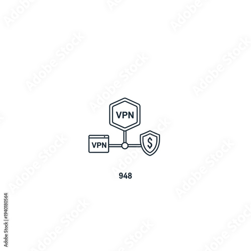 A diagram showing a vpn connection with ips and a shield on a with security features
