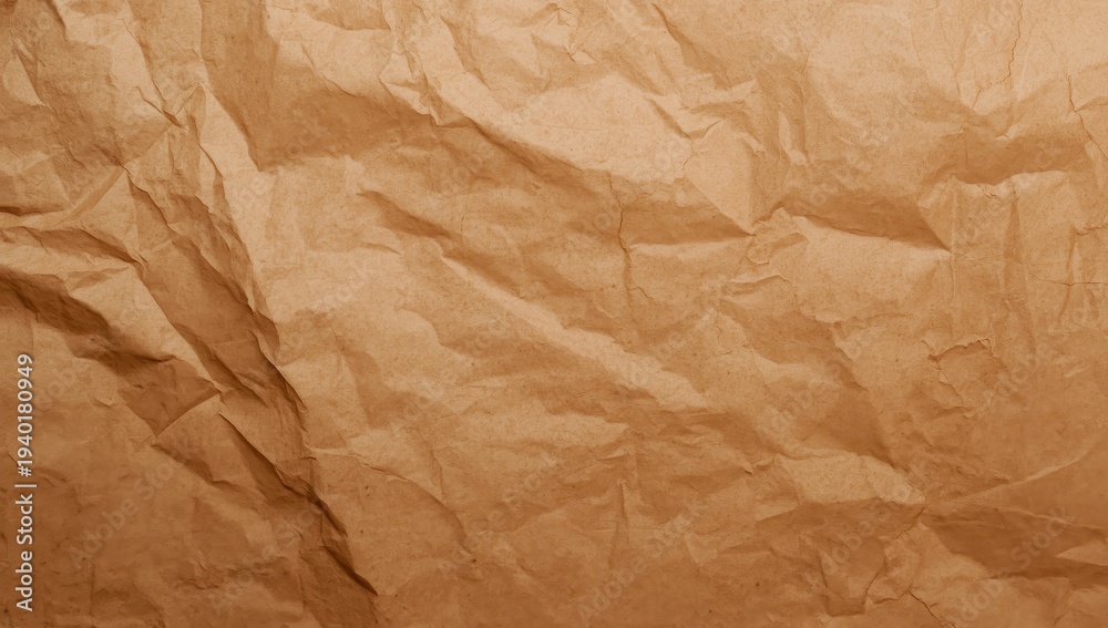Obraz premium Wrinkled brown baking parchment sheet on white background