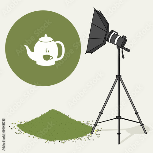 Professional photography setup for tea product shoot.