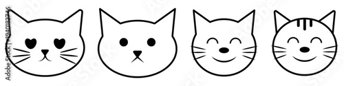 Cat line icon set