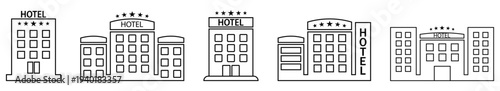 Hotel line icon set