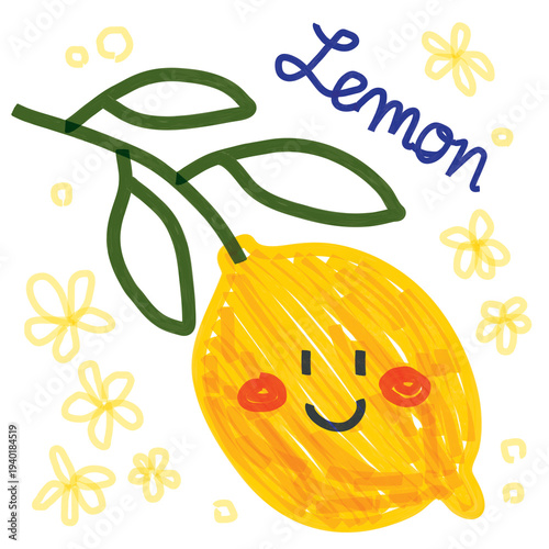 Highlighter pen drawing of a lemon.