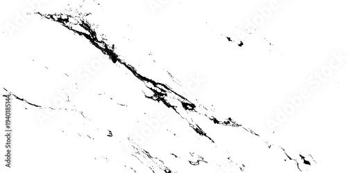 A black ink splat creates a grunge texture background with liquid paint splashes and artistic water drop stains in a vector illustration design pattern