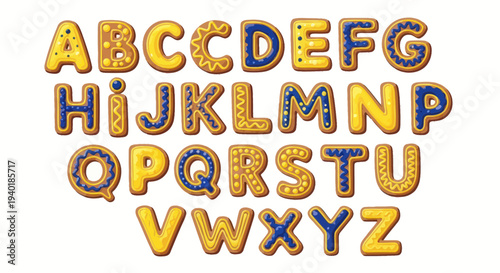 Alphabet Cookies: Delicious Baked Letters with Blue Icing and Yellow Sprinkles