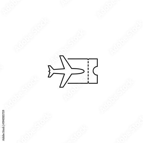 Airplane ticket icon in simple line art style