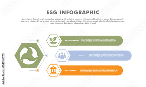 ESG concept icon for business and organization, Environment, Social, Governance and sustainability development concept with venn diagram, vector illustration, infographic.
