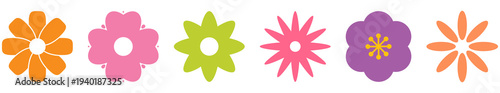 Set of color flower icons