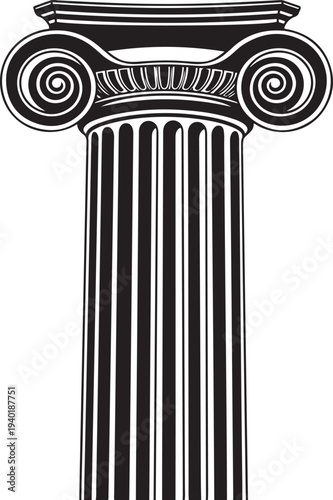 Ionic column capital and shaft black and white classical architecture architectural capital column shaft