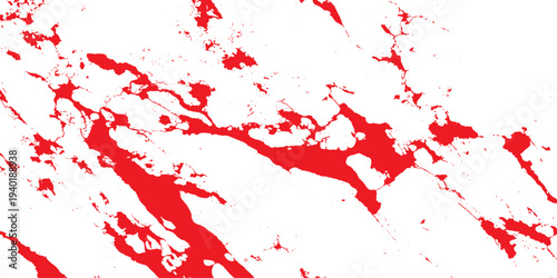 A red grunge texture featuring a splat of ink and paint droplets creates a dirty blood splatter pattern on a vector backdrop for an artistic banner design