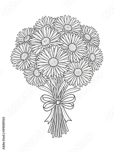 Line art aster bouquet