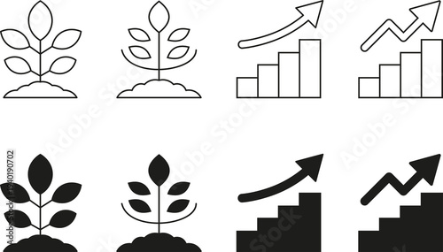 growth line icon set vector file