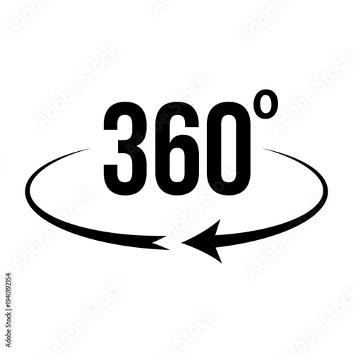 Angle 360 degrees sign icon