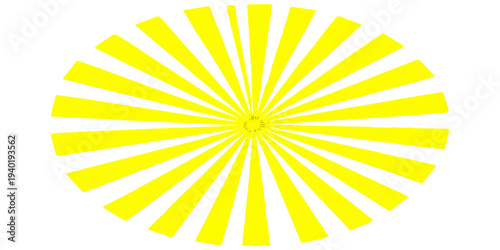 A bright yellow and orange abstract sun vector illustration featuring a sunny starburst design with glowing rays and a summer sunrise beam effect