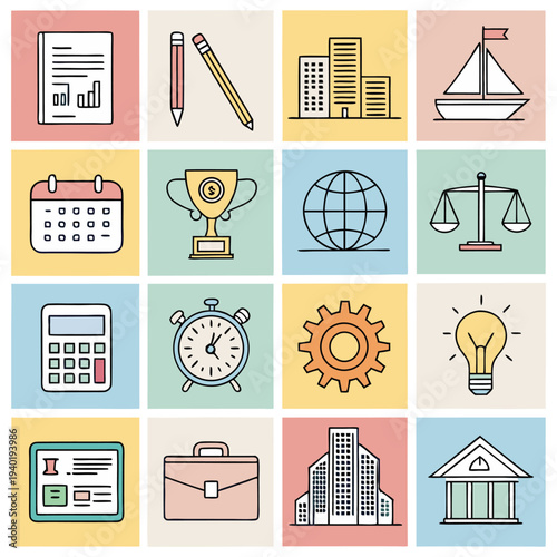 Icons set of Business and Finance concept