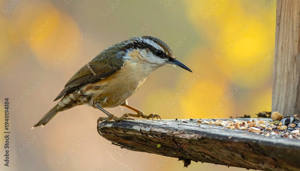 Obraz premium Focused Brown-headed Nuthatch Perched on a Bird Feeder.