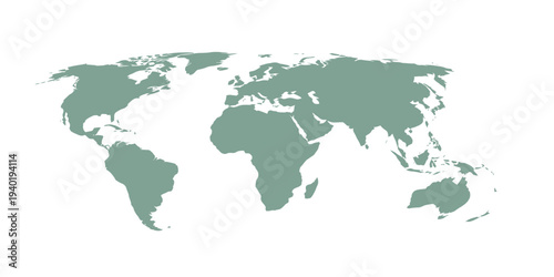 Curved World Map Silhouette Vector Illustration Featuring Half Globe Blue Planet Earth Showing Africa, Asia, America, Europe and Australia for Business, Travel and Geography