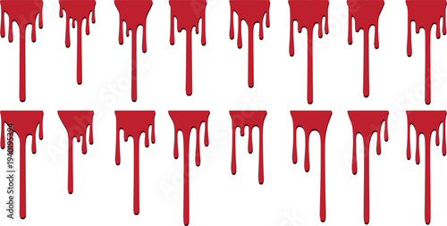 Digital illustration of red paint drips on white background