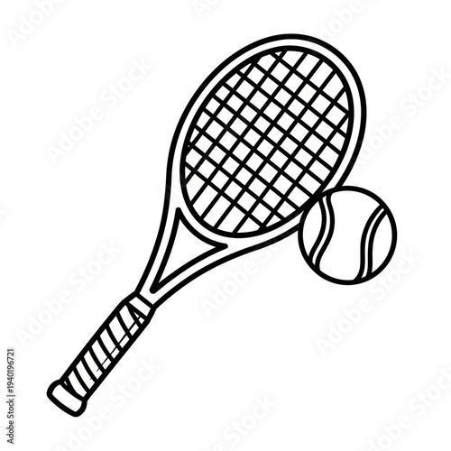 Professional Tennis Racket and Ball for Sports and Recreation