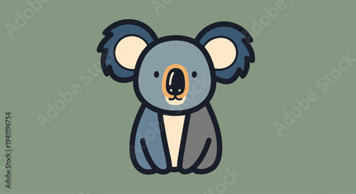 Cute Cartoon Koala Character Illustration.
