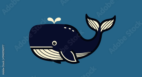 Illustration of a Cartoon Whale Icon.