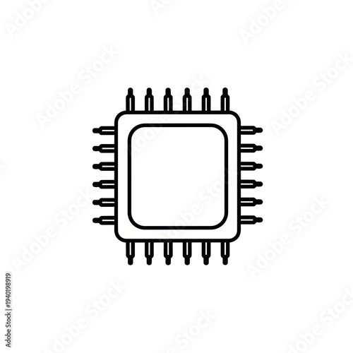 Microchip processor icon illustration for technology designs