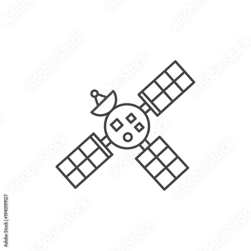 Satellite Illustration with Solar Panels and Antenna for Space Technology