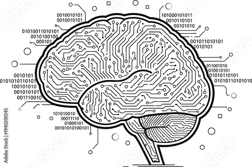 Hand-drawn brain diagram with labeled regions and functions Vector