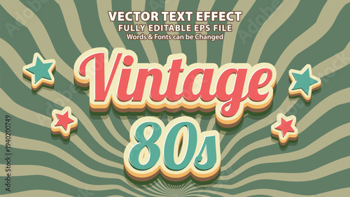 Vintage 80s 3D Editable Vector Text Effect Retro Style