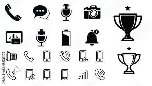 Collection of communication and award icons