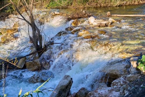 rio con vegetación después de las lluvias