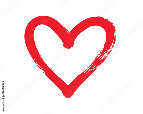 A red heart symbol drawn with a brush
