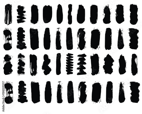 Collection of black brush strokes on white background