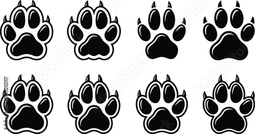 Set of four black paw print icons arranged in a grid pattern for animal-themed designs