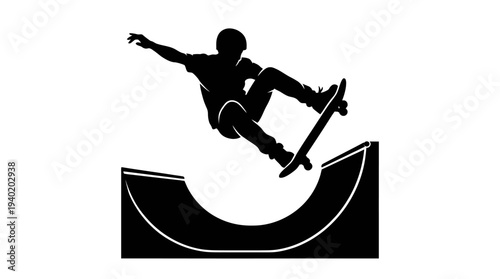 Skateboarder performing aerial trick on ramp with dynamic motion