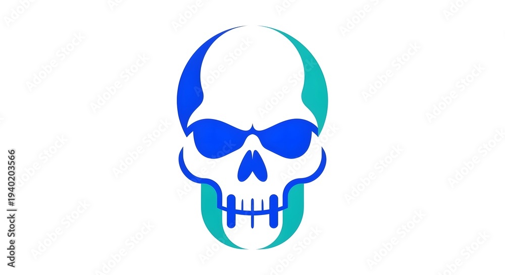 Obraz premium Abstract blue and teal skull design with modern aesthetic