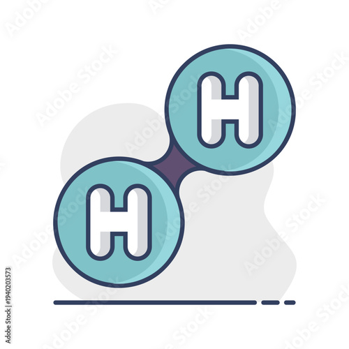 Hydrogen molecule chemical structure vector icon
