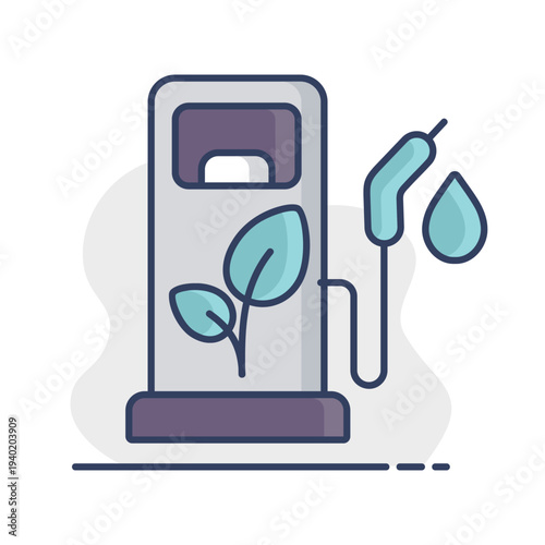 Biofuel filling station outline vector icon