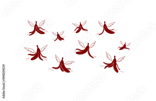 Flying Banana Peel with Wings Silhouette, Funny Visual Joke Vector Sticker, Whimsical Fruit and Humor Illustration